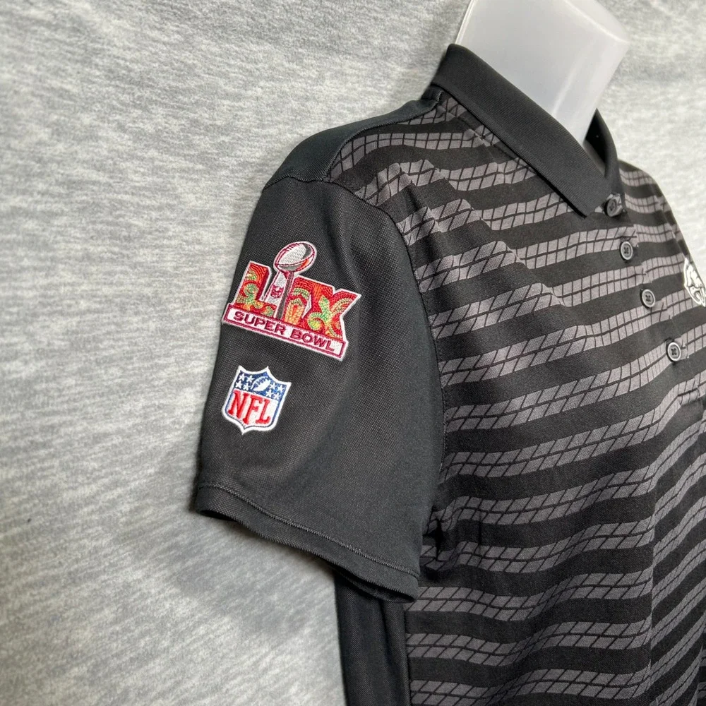 Nike Dri-Fit Polo Women Medium Black Gray NFL Philadelphia Eagles Super Bowl‎ 59